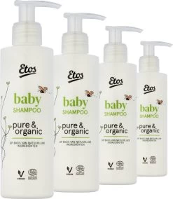 Etos Baby Shampoo - Pure & Organic - Vegan - 4 X 200ML - Voordeelpak