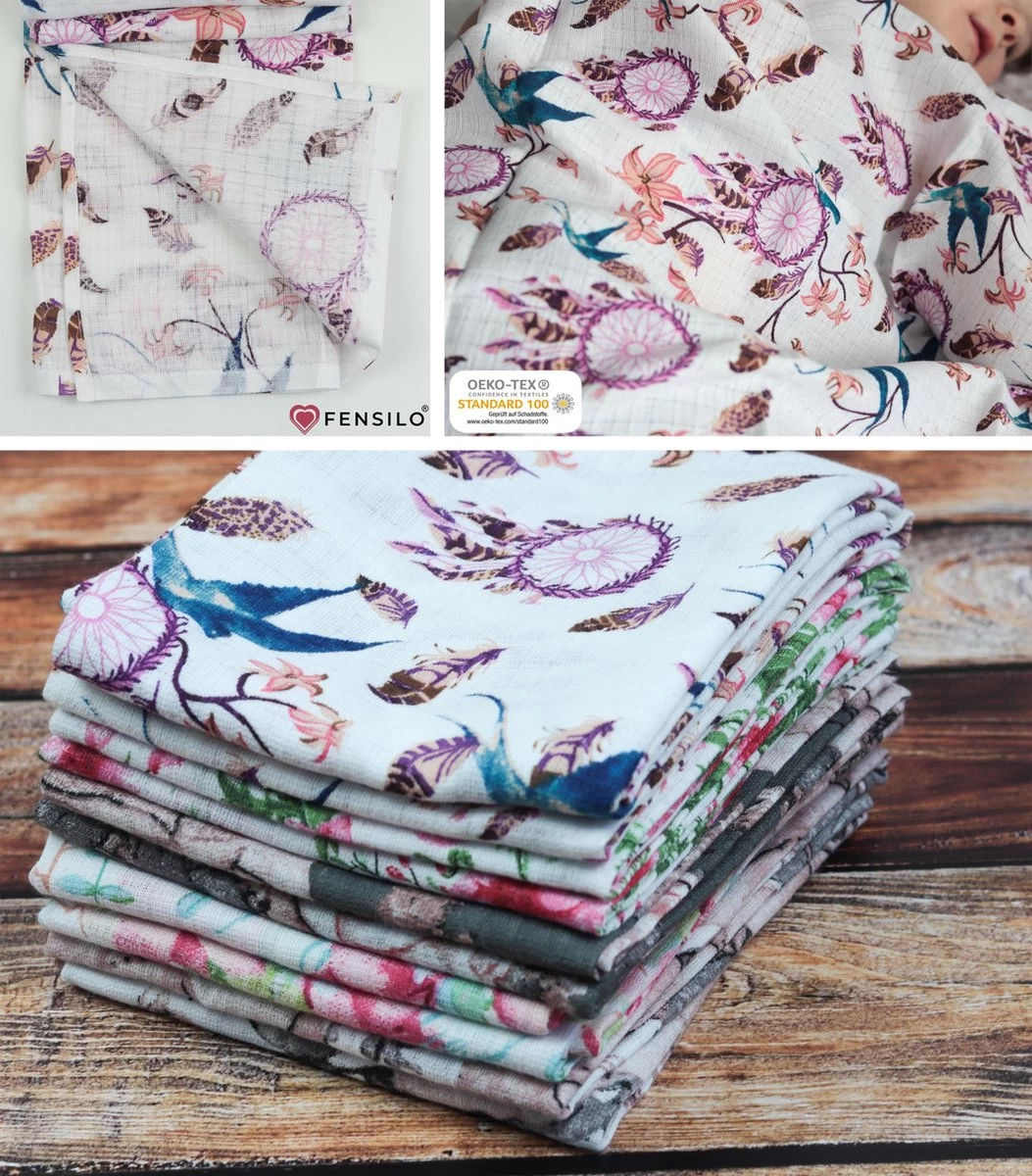 Hydrofiele Doeken - Hydrofiele Luiers - 70 X 80 Cm - 10 Pack - Roze- Bloemen - Meisje - Standard 100 By Oeko-tex® - Fensilo 3 Hydrofiele Doeken - Hydrofiele Luiers - 70 X 80 Cm - 10 Pack - Roze- Bloemen - Meisje - Standard 100 By Oeko-tex® - Fensilo - Afbeelding 3