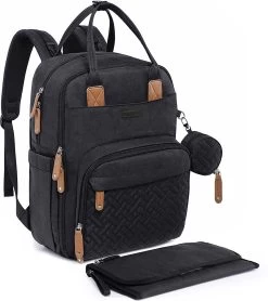 Luiertas Rugzak - Incl. Buggy / Kinderwagen Haken En Verschoningsmat - Complete Set - Zwart Van Zedar