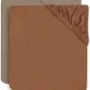 Jollein Baby Hoeslaken Jersey 60x120cm - Caramel/Biscuit - 2 Stuks