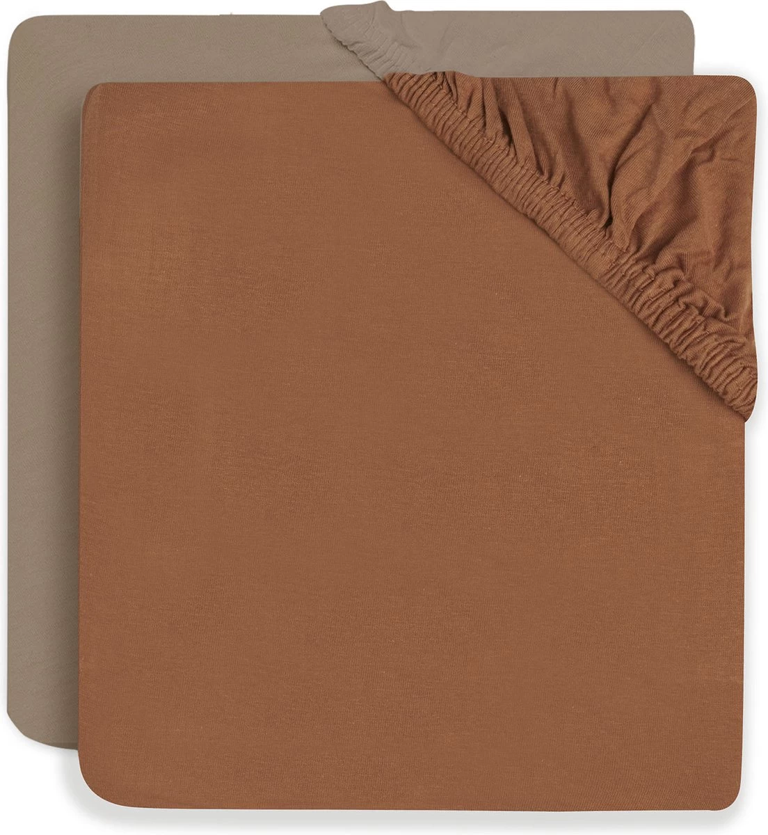 Jollein Baby Hoeslaken Jersey 60x120cm - Caramel/Biscuit - 2 Stuks 1 Jollein Baby Hoeslaken Jersey 60x120cm - Caramel/Biscuit - 2 Stuks