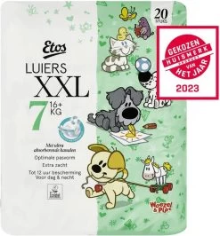Etos Woezel & Pip Luiers XXL Maat 7 - 16+ Kg - 60 Stuks (3x20 Stuks)