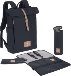 LÄSSIG Luiertas Rolltop Backpack Rugzak Incl Verschoningsmatje - Nacht Blauw -Babyproducten Winkel 1126x1200 2