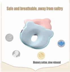 MINIIYOU® Orthopedisch Baby Hoofdkussen - Blauw - Plat Hoofd - Katoen - Traagschuim Vulling -Babyproducten Winkel 1168x1200 4