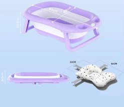 K IKIDO Babybadje Opvouwbaar - 3 In 1 Opvouwbaar - 83 × 48 × 23,5 Cm - Baby Badje - Peuterbadje - Babybadkuip -Inclusief Badkussen - Purper -Babyproducten Winkel 1200x1042 3