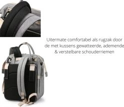 Humpy Dumpy Stijlvolle Luiertas Rugzak (Grijs) Met Uitschuifbaar Verschoon/ Slaap Bedje. Incl. Verschoon Matje, USB Poort & Buggy Straps -Babyproducten Winkel 1200x1042 6