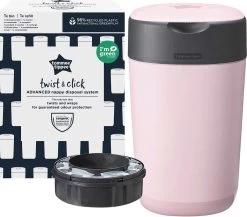 Tommee Tippee Milieuvriendelijke Twist & Click Luieremmer - Met 1 Navulcassette - Roze -Babyproducten Winkel 1200x1056