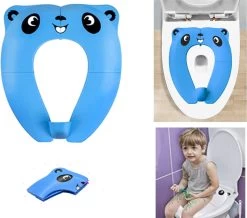 Merkloos WC Verkleiner Blauw Panda Ontwerp - Toilettrainer - Opvouwbare Toilet Zitje - Toiletbril Verkleiner - Kinder WC Bril