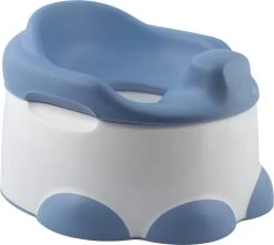 Babyproducten Winkel 20 Bumbo Step 'n Potty Powder Blue -Toilet Trainer- Brilverkleiner Met Opstapje -Toilet Bril Zitje - 3 In 1 WC Potje - WC Verkleiner - WC Zindelijkheids Training Voor Jongens/Meisjes - Urinoirs Voor Kind/Peuter Van 2 Tot 7 Jaar - Wit Met Blauw
