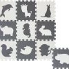 Merkloos Dieren Foam Puzzel Speelmat - 10 Speelmatten - Uitneembare Figuren - Grijs - Wit - Puzzelmat 90x90x1cm