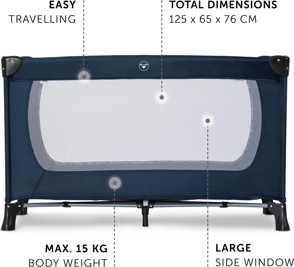 Hauck Dream N Play Plus Campingbedje - Navy 4 Hauck Dream N Play Plus Campingbedje - Navy - Afbeelding 4