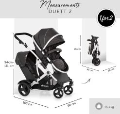 BERKATMARKT - Hauck Duett 2 Dubbele Kinderwagens Voor Baby's En Kinderen, Omkeerbare Zitting, In Hoogte Verstelbaar, Zonwering, Regenbescherming, Opvouwbaar, Tot 36 Kg, Zwarte Woud -Babyproducten Winkel 1200x1140 2