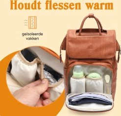 JeRie Luiertas Rugzak – Verschoonmatje – Verzorgingstas – Luiertassen – Met Kinderwagen Haken - Bruin -Babyproducten Winkel 1200x1149 5