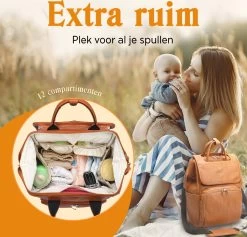 JeRie Luiertas Rugzak – Verschoonmatje – Verzorgingstas – Luiertassen – Met Kinderwagen Haken - Bruin -Babyproducten Winkel 1200x1150 3