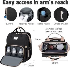 Merkloos Luiertas Rugzak - Luiertassen Met Babybed - Grote Luiertas Met Wieg - Luiertas Verzorgingstas Met Babybedje - Verzorgingsrugzak - Zwart -Babyproducten Winkel 1200x1155 3