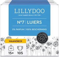 LILLYDOO Huidvriendelijke Luiers - Maat 7 (15+ Kg) - 105 Stuks - Maandbox