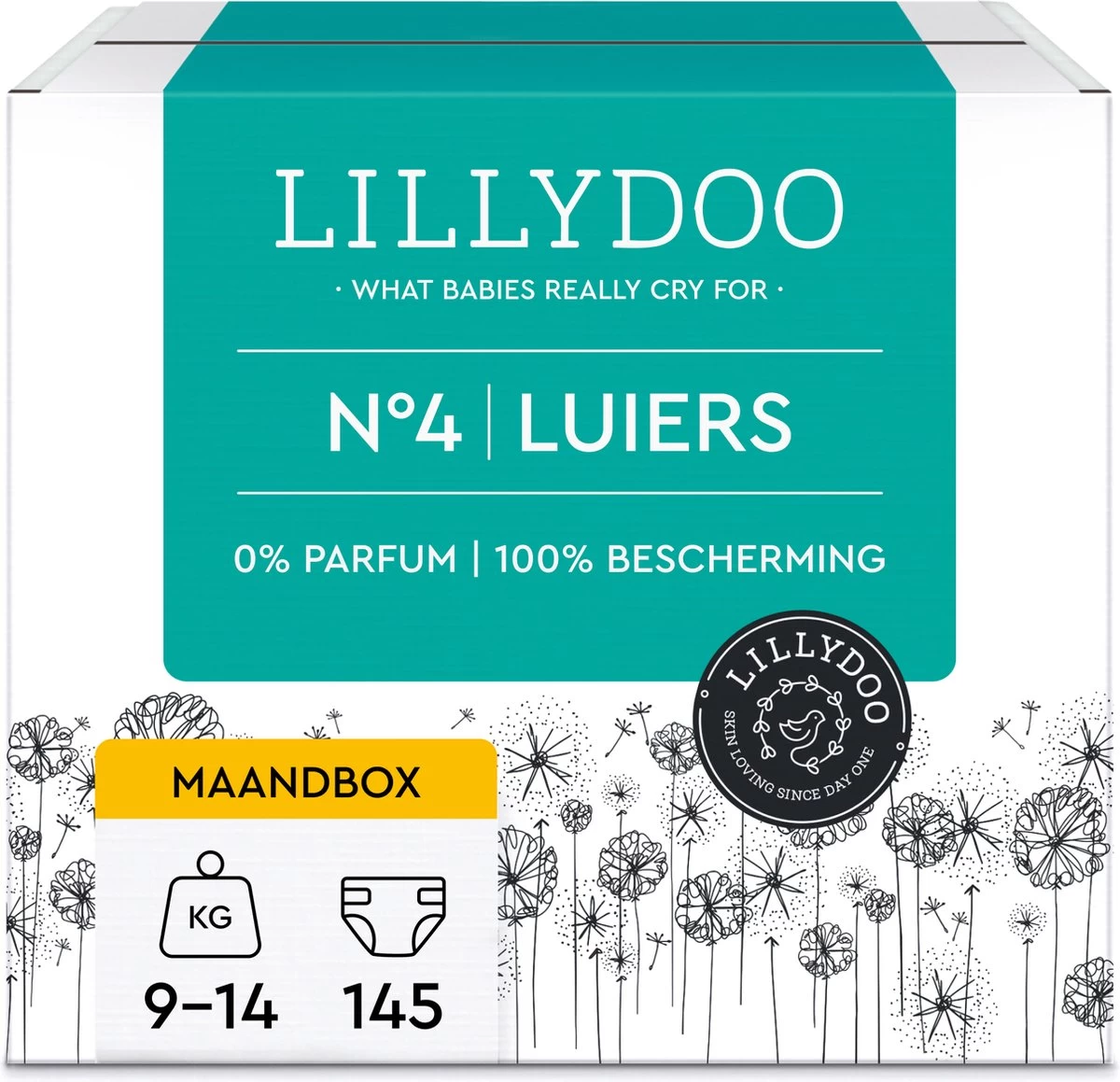 LILLYDOO Huidvriendelijke Luiers - Maat 4 (9-14 Kg) - 145 Stuks - Maandbox 1 LILLYDOO Huidvriendelijke Luiers - Maat 4 (9-14 Kg) - 145 Stuks - Maandbox