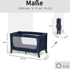 Hauck Dream N Play Plus Campingbedje Set - Met Matras En Muggennet - Navy -Babyproducten Winkel 1200x1173 3