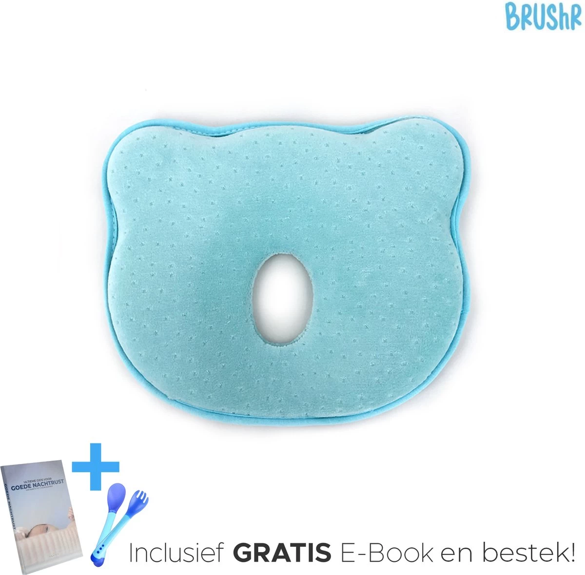 Baby Kussen Plat Hoofd - Slaapondersteuning Hoofdkussen - 0-12 Maanden - Orthopedisch - Inclusief E-book & Bestekset - Kraampakket - Kraamcadeau - Blauw 1 Baby Kussen Plat Hoofd - Slaapondersteuning Hoofdkussen - 0-12 Maanden - Orthopedisch - Inclusief E-book & Bestekset - Kraampakket - Kraamcadeau - Blauw
