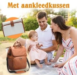 JeRie Luiertas Rugzak – Verschoonmatje – Verzorgingstas – Luiertassen – Met Kinderwagen Haken - Bruin -Babyproducten Winkel 1200x1181 7