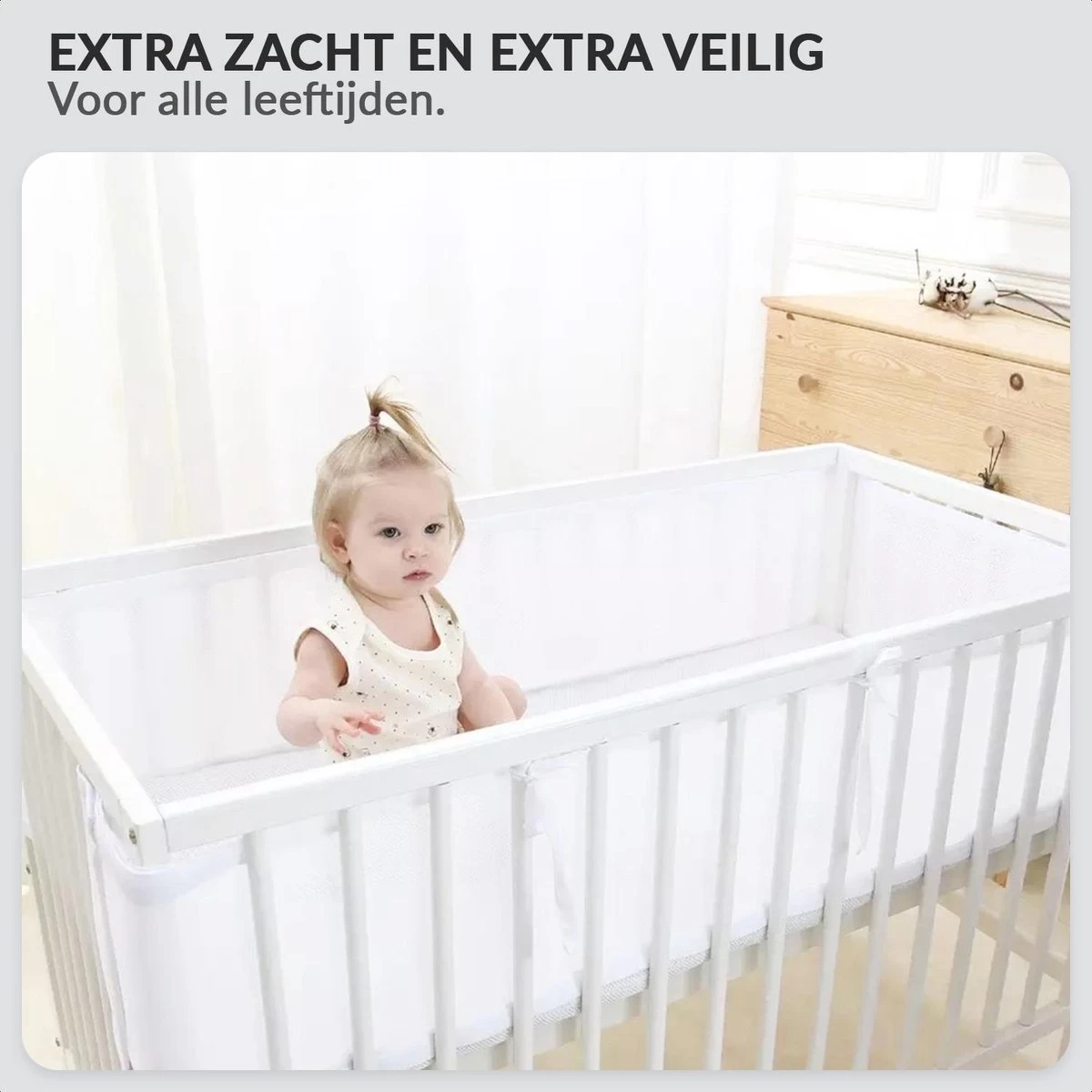 Buxibo - Baby Bed Omrander - Bedbumper - Hoofdbeschermer - Set Van 2 - 340x30cm & 160x30cm 7 Buxibo - Baby Bed Omrander - Bedbumper - Hoofdbeschermer - Set Van 2 - 340x30cm & 160x30cm - Afbeelding 7