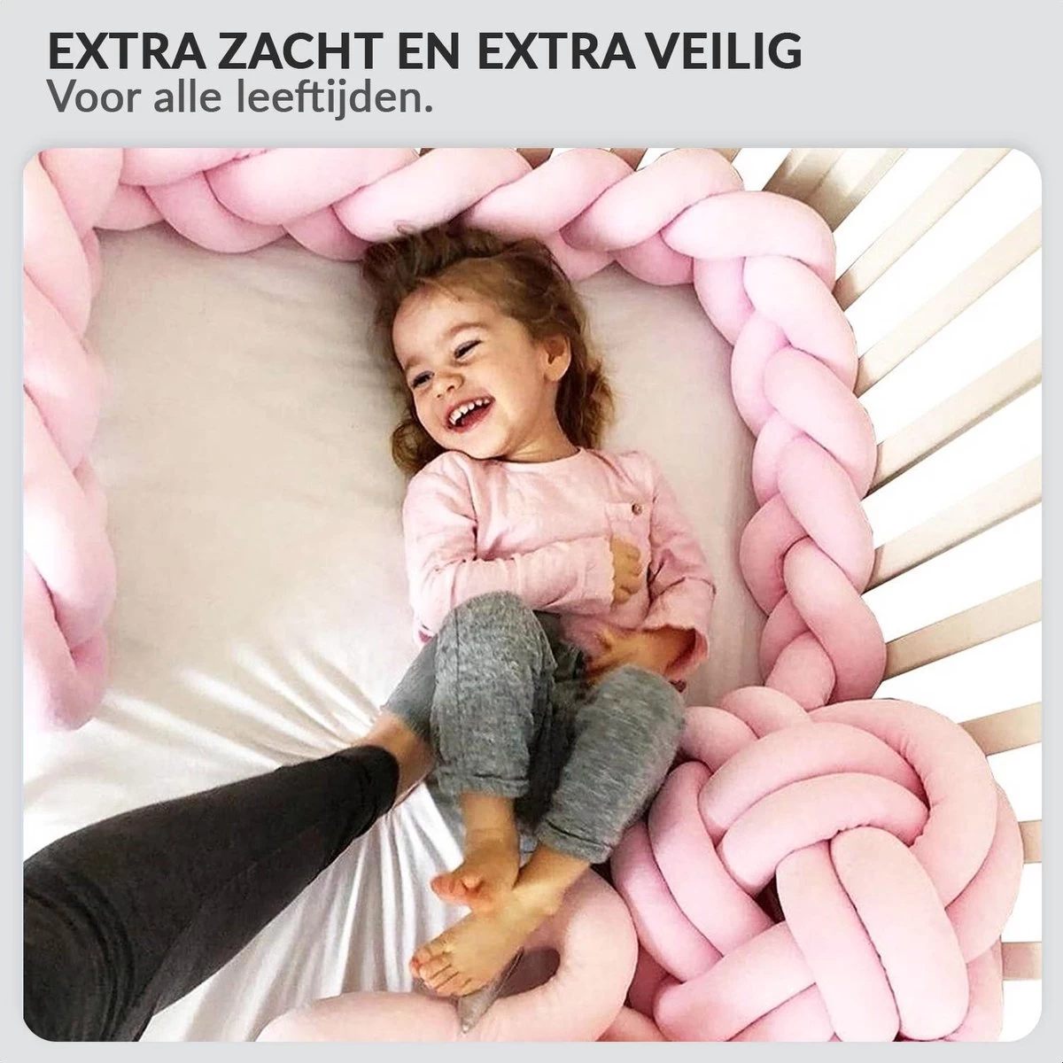 Buxibo Baby Bed Bumper - Baby Veiligheid/Hoofdbescherming/Bedbescherming - Multifunctionele Voedingskussen/Bedomrande/Boxomrander - 200CM - Roze 5 Buxibo Baby Bed Bumper - Baby Veiligheid/Hoofdbescherming/Bedbescherming - Multifunctionele Voedingskussen/Bedomrande/Boxomrander - 200CM - Roze - Afbeelding 5