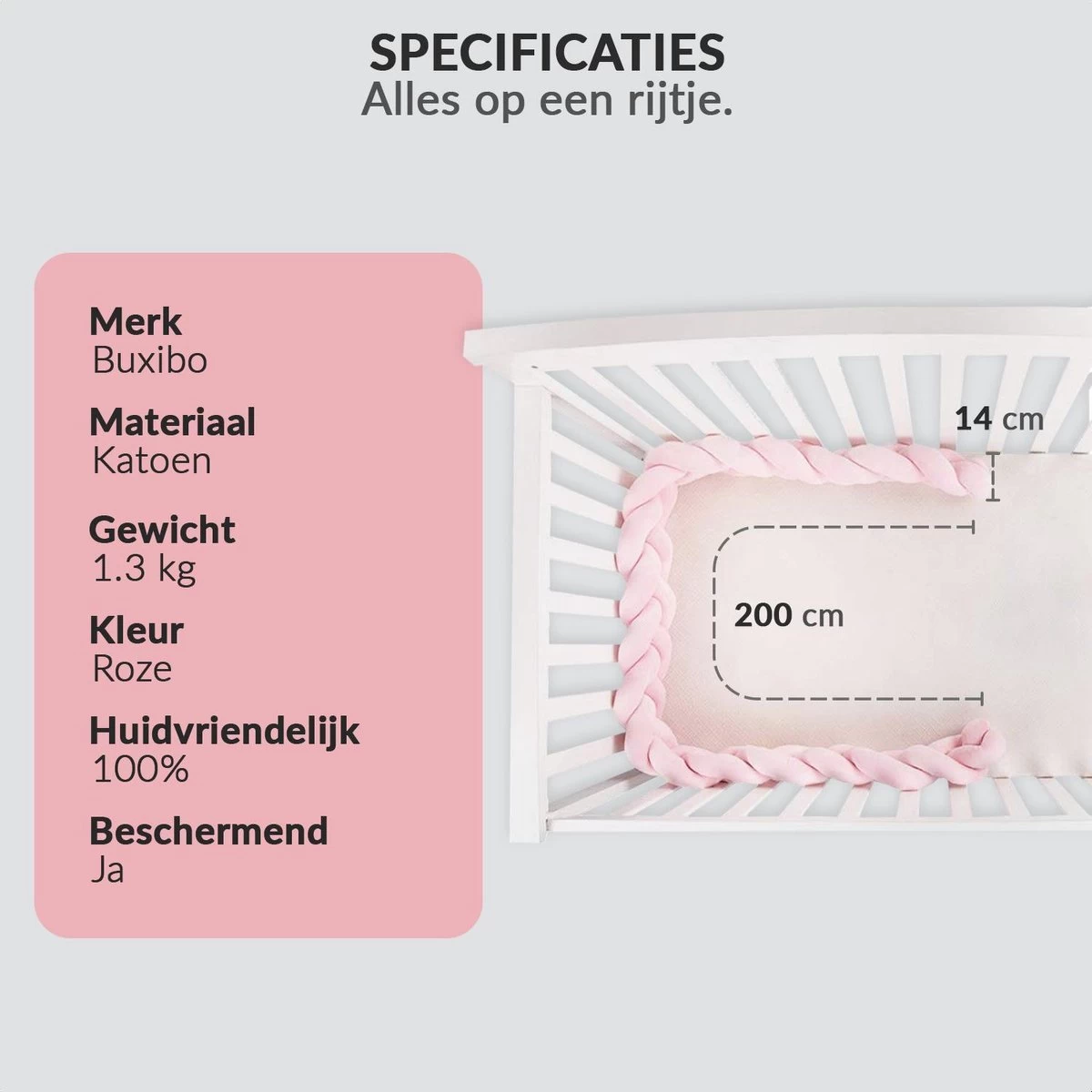 Buxibo Baby Bed Bumper - Baby Veiligheid/Hoofdbescherming/Bedbescherming - Multifunctionele Voedingskussen/Bedomrande/Boxomrander - 200CM - Roze 7 Buxibo Baby Bed Bumper - Baby Veiligheid/Hoofdbescherming/Bedbescherming - Multifunctionele Voedingskussen/Bedomrande/Boxomrander - 200CM - Roze - Afbeelding 7