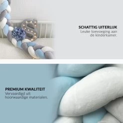Buxibo Baby Bed Bumper - Baby Veiligheid/Hoofdbescherming/Bedbescherming - Multifunctionele Voedingskussen/Bedomrande/Boxomrander - 200CM - Blauw -Babyproducten Winkel 1200x1200 1305