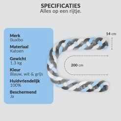 Buxibo Baby Bed Bumper - Baby Veiligheid/Hoofdbescherming/Bedbescherming - Multifunctionele Voedingskussen/Bedomrande/Boxomrander - 200CM - Blauw -Babyproducten Winkel 1200x1200 1308