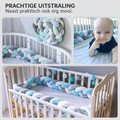 Buxibo Baby Bed Bumper - Baby Veiligheid/Hoofdbescherming/Bedbescherming - Multifunctionele Voedingskussen/Bedomrande/Boxomrander - 200CM - Blauw -Babyproducten Winkel 1200x1200 1309