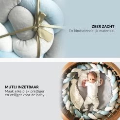 Buxibo Baby Bed Bumper - Baby Veiligheid/Hoofdbescherming/Bedbescherming - Multifunctionele Voedingskussen/Bedomrande/Boxomrander - 200CM - Blauw -Babyproducten Winkel 1200x1200 1310