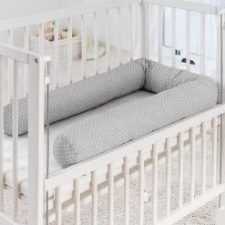 Fillikid Bedbumper 190 X 9 Cm Bedomrander Ledikant - Grijs Wit Stippen -Babyproducten Winkel 1200x1200 1325