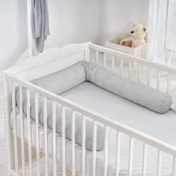 Fillikid Bedbumper 190 X 9 Cm Bedomrander Ledikant - Grijs Wit Stippen -Babyproducten Winkel 1200x1200 1326