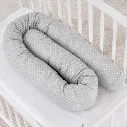 Fillikid Bedbumper 190 X 9 Cm Bedomrander Ledikant - Grijs Wit Stippen -Babyproducten Winkel 1200x1200 1328