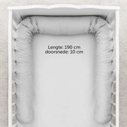 Fillikid Bedbumper 190 X 9 Cm Bedomrander Ledikant - Grijs Wit Stippen -Babyproducten Winkel 1200x1200 1331