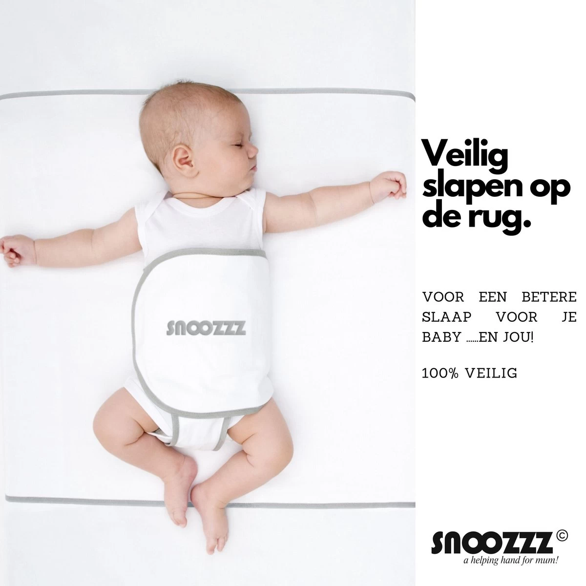 Snoozzz Slaapwikkel Regular - Baby Slaaphulp - Voorkomt Voorkeurshouding - Geschikt Voor Wieg En Ledikant - 0+ Maanden - Wit/Grijs - 180 X 50 Cm 10 Snoozzz Slaapwikkel Regular - Baby Slaaphulp - Voorkomt Voorkeurshouding - Geschikt Voor Wieg En Ledikant - 0+ Maanden - Wit/Grijs - 180 X 50 Cm - Afbeelding 10