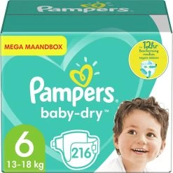 Babyproducten Winkel 36 Pampers® Pampers - Baby Dry - Maat 6 - Mega Maandbox - 216 Luiers