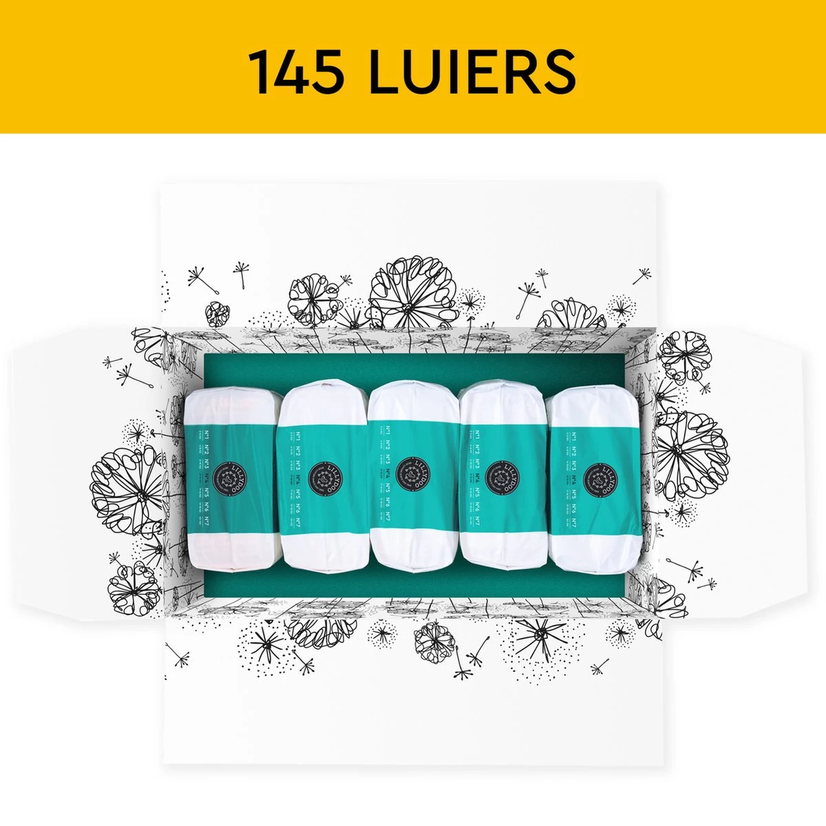 LILLYDOO Huidvriendelijke Luiers - Maat 4 (9-14 Kg) - 145 Stuks - Maandbox 2 LILLYDOO Huidvriendelijke Luiers - Maat 4 (9-14 Kg) - 145 Stuks - Maandbox - Afbeelding 2