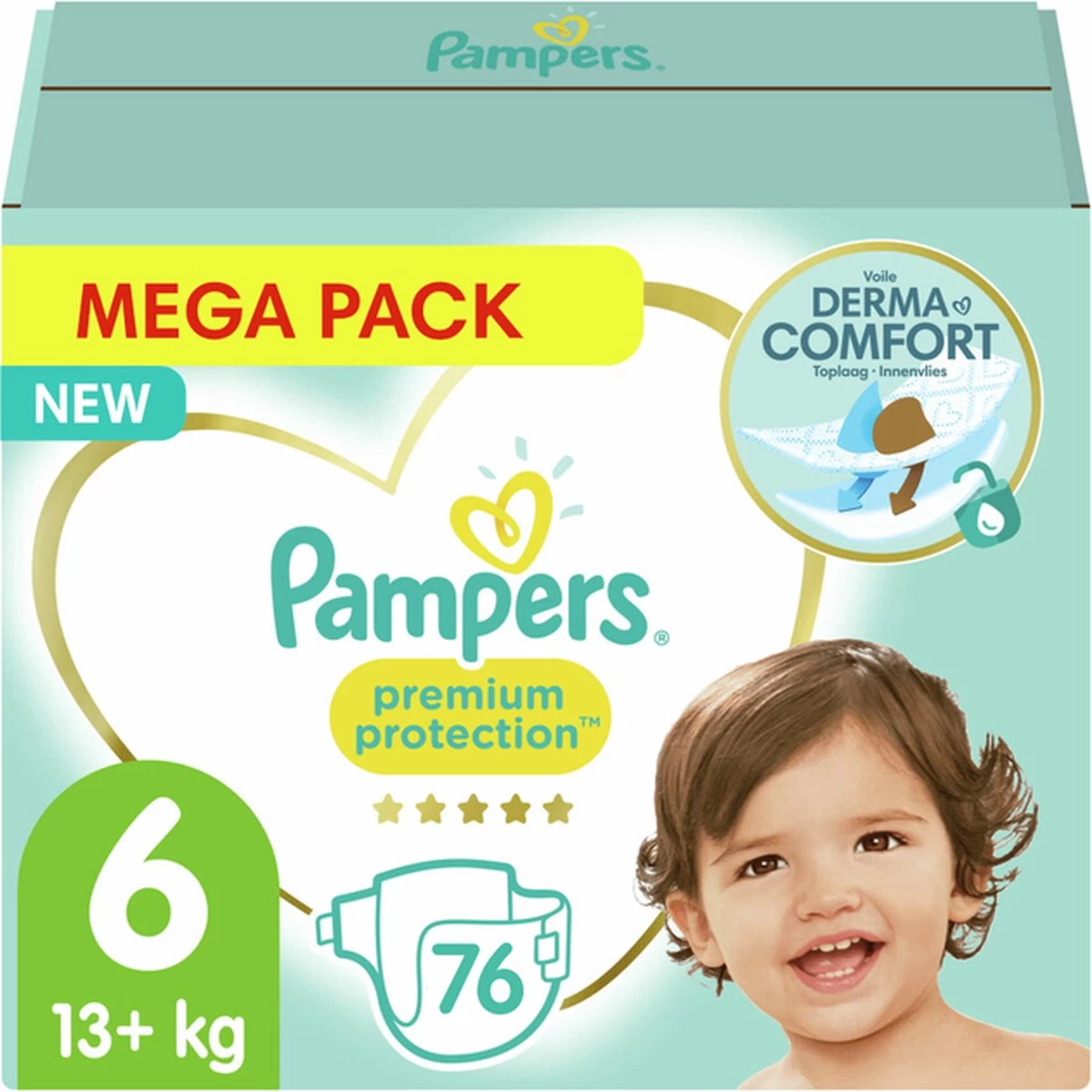 Pampers® Pampers - Premium Protection - Maat 6 - Mega Pack - 76 Luiers 1 Pampers® Pampers - Premium Protection - Maat 6 - Mega Pack - 76 Luiers