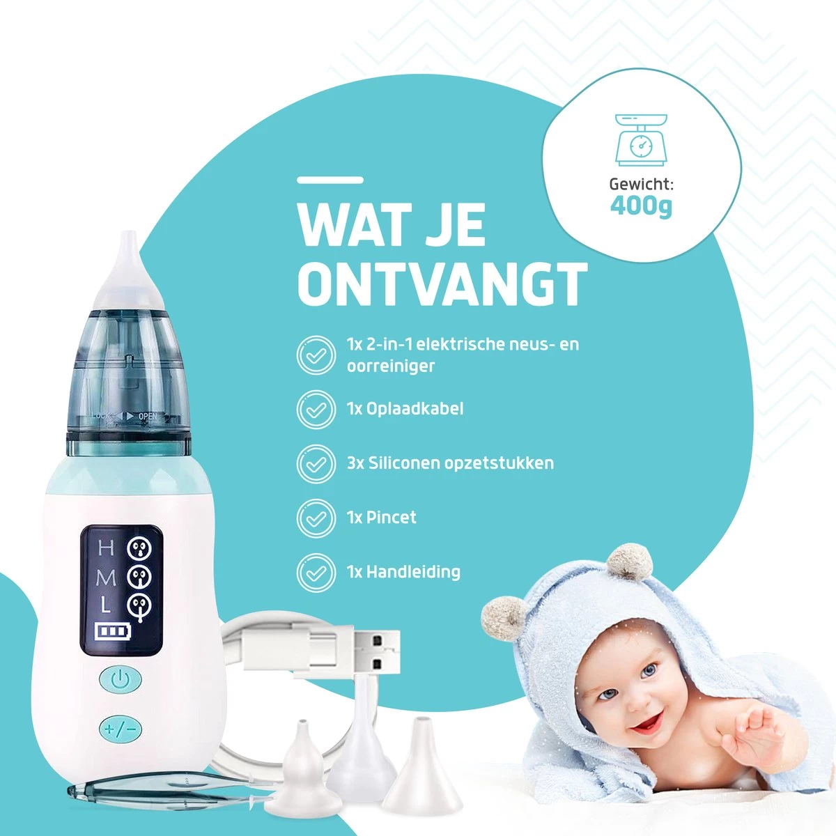 Hoy En Dia® Neusreiniger Baby Snoetenpoetsers - Neuspeer Met USB - Elektrische Neuszuiger En Oorreiniger 2 Hoy En Dia® Neusreiniger Baby Snoetenpoetsers - Neuspeer Met USB - Elektrische Neuszuiger En Oorreiniger - Afbeelding 2