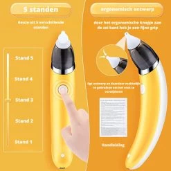Premium Elektrische Oplaadbare Neus Reiniger Voor Baby En Kinderen - Inclusief Oplader, Handleiding En Batterijen - Hygiënische Neusreiniger - Baby Aspirator - Neuszuiger - Baby Neuspompje - Toetenveger - Baby Neusreiniger - Geel - Neusspoeler -Babyproducten Winkel 1200x1200 422