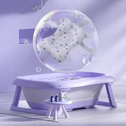 K IKIDO Babybadje Opvouwbaar - 3 In 1 Opvouwbaar - 83 × 48 × 23,5 Cm - Baby Badje - Peuterbadje - Babybadkuip -Inclusief Badkussen - Purper -Babyproducten Winkel 1200x1200 432