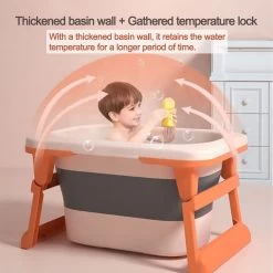 K IKIDO Babybadje - Bad Baby - Opvouwbare Babybadje - Babybadkuip - Met Steunkussen & Badkruk - Opvouwbaar Bad Kinderen - Bath Bucket - Oranje -Babyproducten Winkel 1200x1200 449