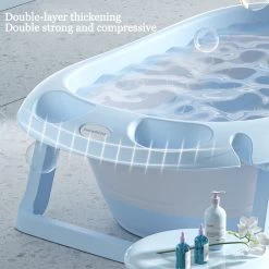 FOXSPORT Babybadje Opvouwbaar - 3 In 1 Opvouwbaar - Multifunctioneel -Inclusief Badkussen - Baby Badje - Babybad - Peuterbadje 83 × 48 × 23,5 Cm - Blauw -Babyproducten Winkel 1200x1200 455