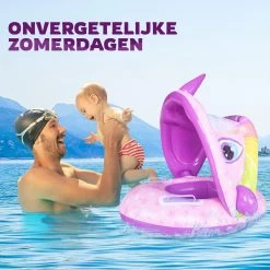 Eenhoorn - Kinderzwembad – Peuter Zwembad – Baby Zwembadje – Baby Zwembad Met Zonnescherm – Opblaasbaar – Vanaf 1 Jaar