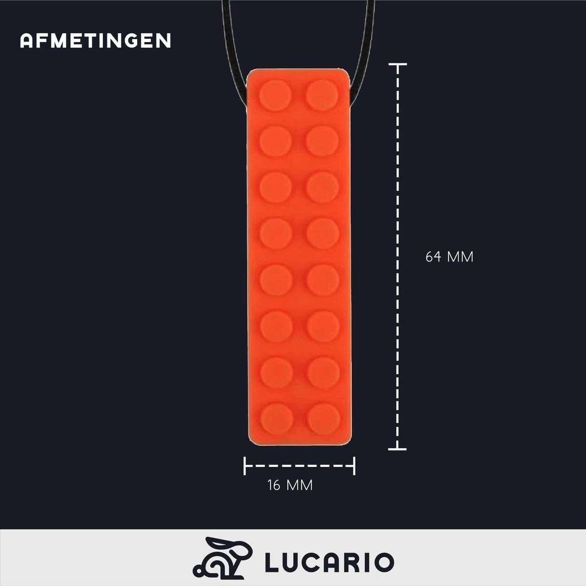 Bijtketting - Kauwketting | Bouwblokje Patroon Oranje 7 Bijtketting - Kauwketting | Bouwblokje Patroon Oranje - Afbeelding 7