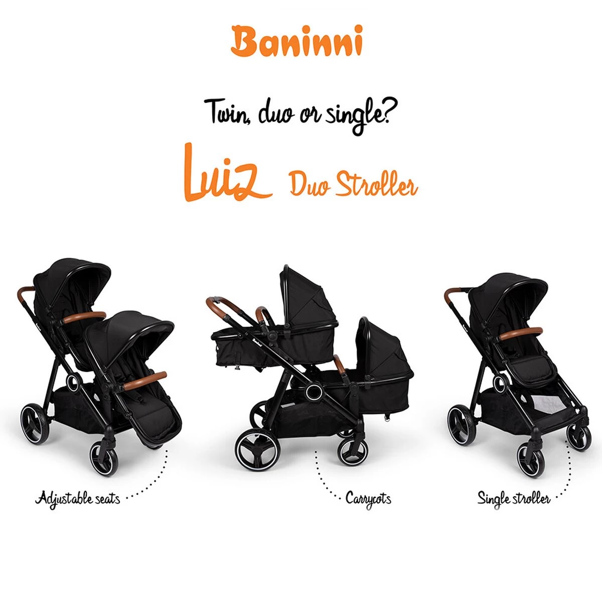 Baninni Duo Kinderwagen Luiz Grijs 19 Baninni Duo Kinderwagen Luiz Grijs - Afbeelding 19