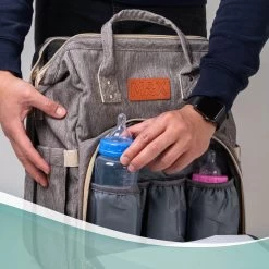 Luiertas Rugzak - Monx Luiertas Verzorgingstas Met Uitklapbaar Babybedje - Overzichtelijke Luierrugzak Extra Buggy En Kinderwagen Haken Inclusief Geïsoleerde Flessenhouder - Grijs -Babyproducten Winkel 1200x1200 864