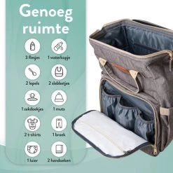 Luiertas Rugzak - Monx Luiertas Verzorgingstas Met Uitklapbaar Babybedje - Overzichtelijke Luierrugzak Extra Buggy En Kinderwagen Haken Inclusief Geïsoleerde Flessenhouder - Grijs -Babyproducten Winkel 1200x1200 865