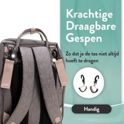 Luiertas Rugzak - Monx Luiertas Verzorgingstas Met Uitklapbaar Babybedje - Overzichtelijke Luierrugzak Extra Buggy En Kinderwagen Haken Inclusief Geïsoleerde Flessenhouder - Grijs -Babyproducten Winkel 1200x1200 874